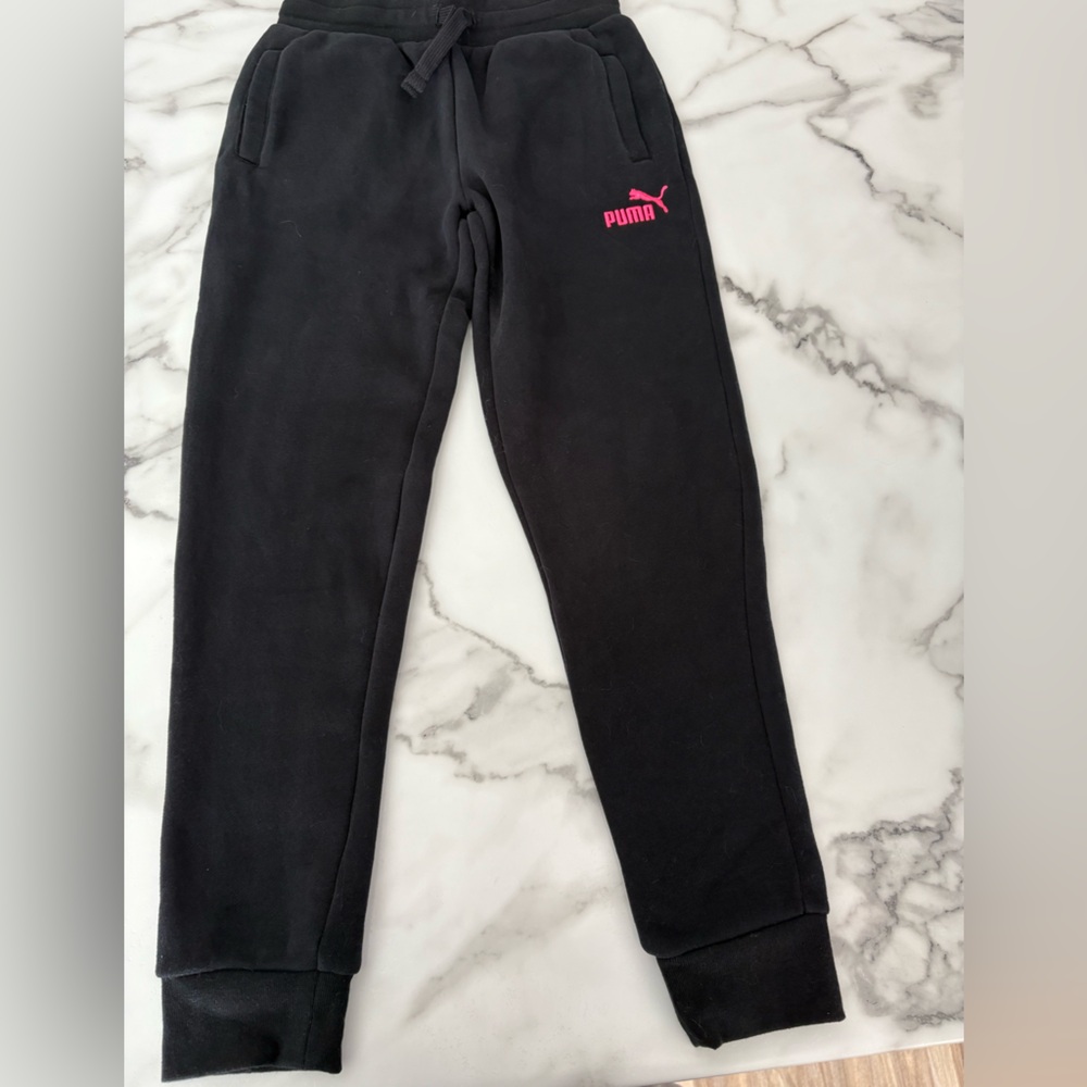 Puma Kids Black and Pink Joggers